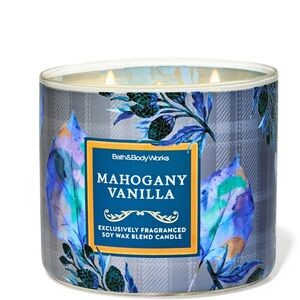 Bath & Body Works Mahogany Vanilla Candle - Blue and Gray Design